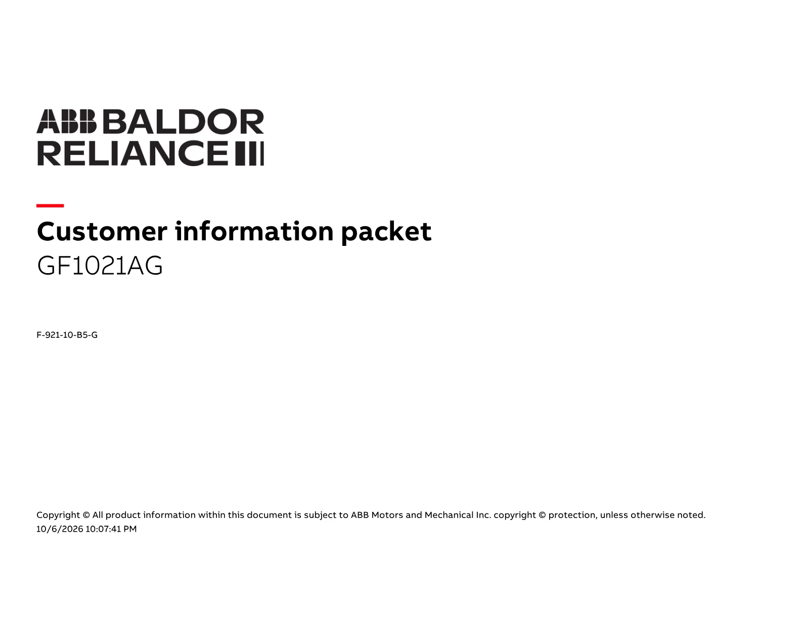 Baldor GF1021AG