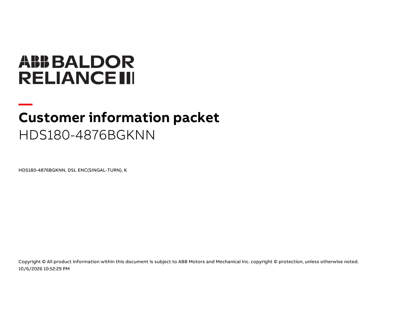Baldor HDS180-4876BGKNN