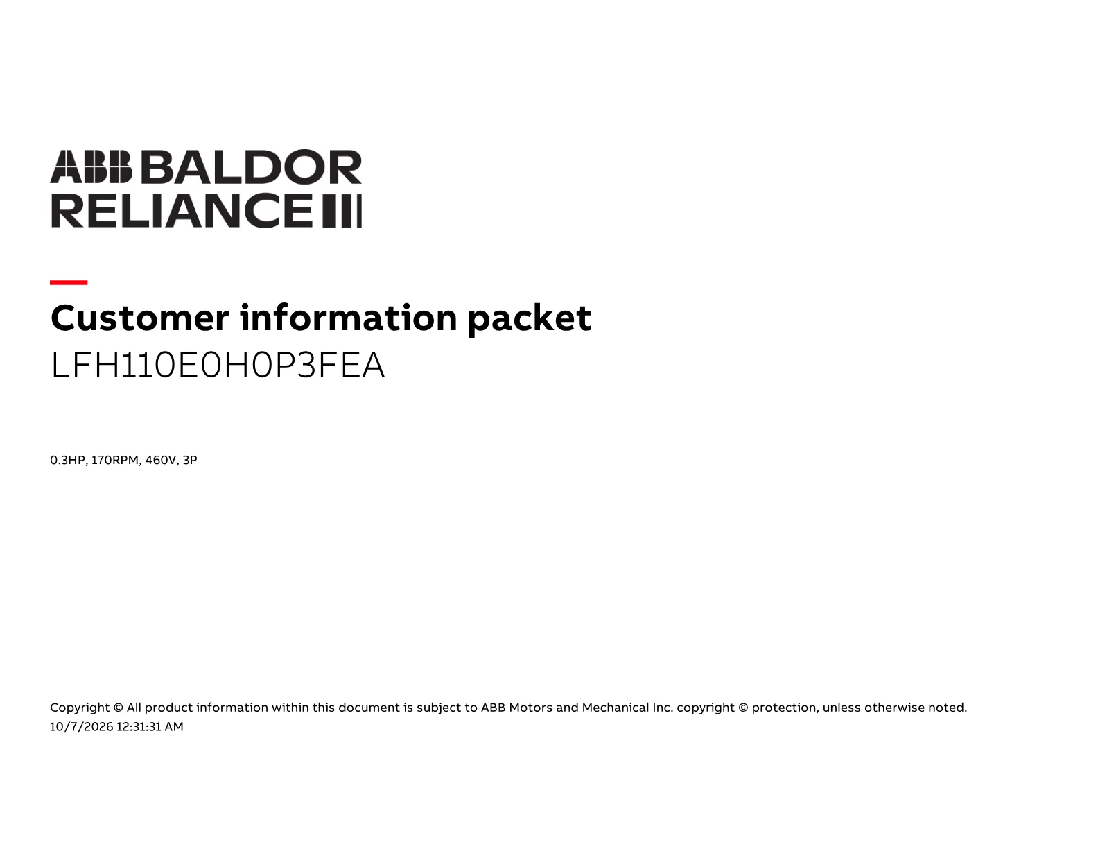 Baldor LFH110E0H0P3FEA