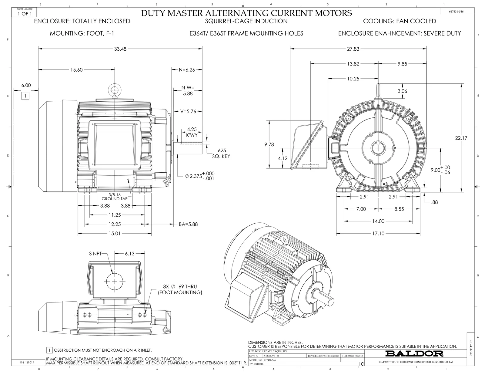 Baldor M43016TX-50
