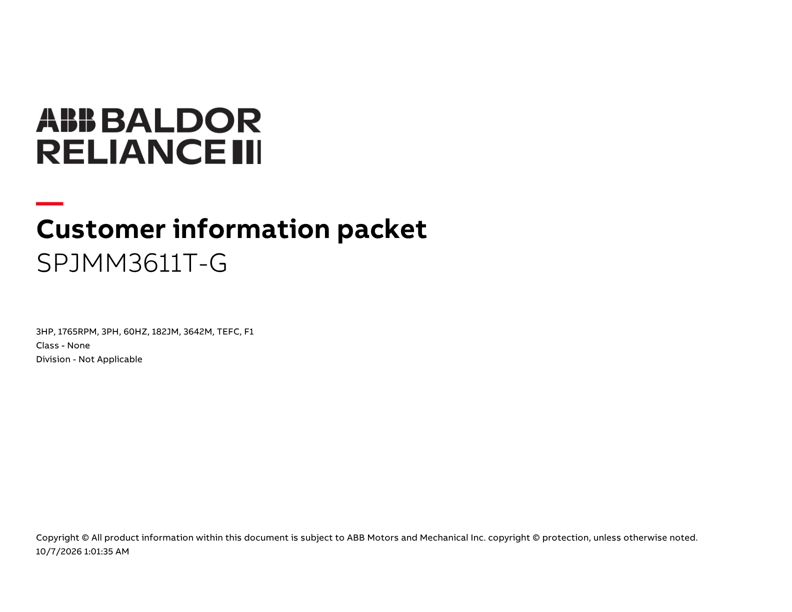 Baldor SPJMM3611T-G
