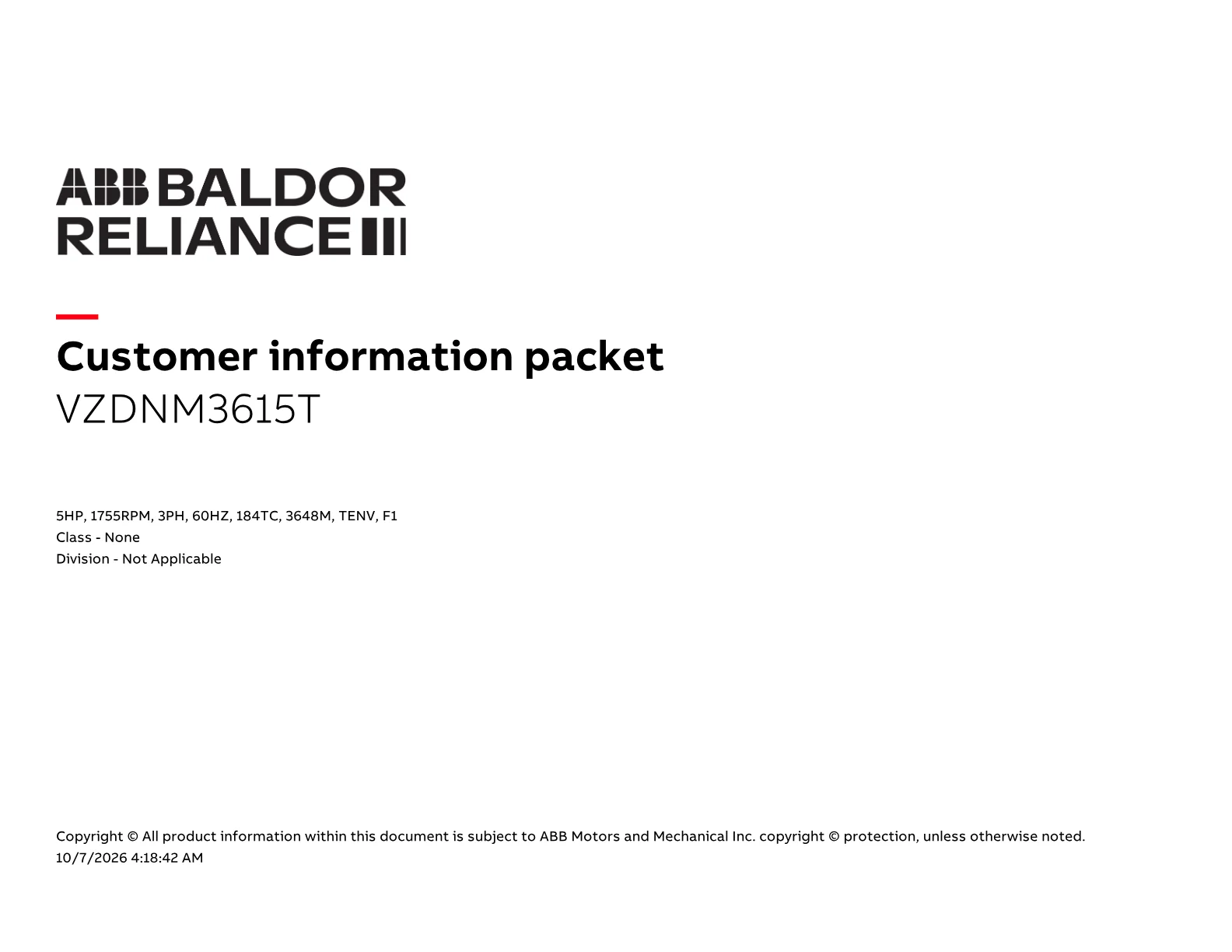 Baldor VZDNM3615T