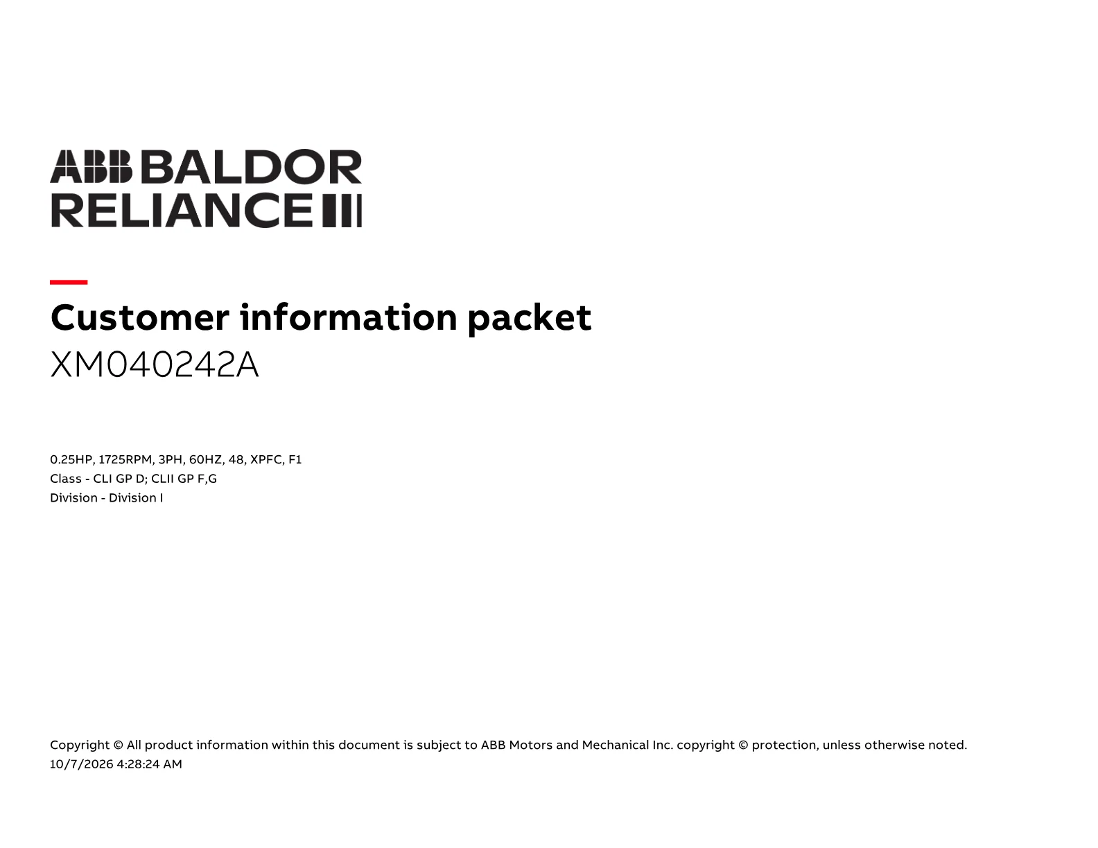 Baldor XM040242A
