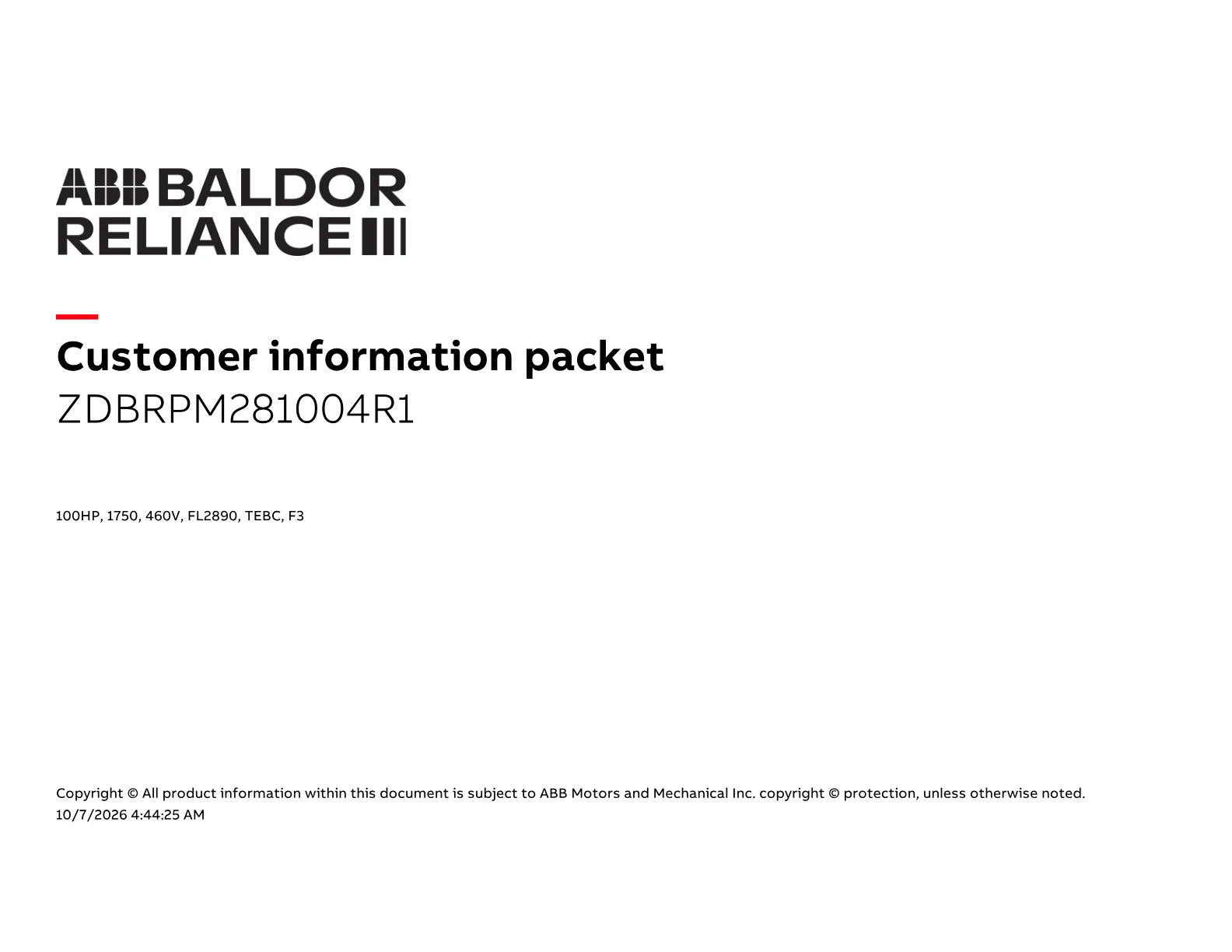 Baldor ZDBRPM281004R1