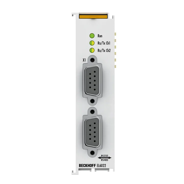 Beckhoff EL6022 EtherCAT Terminal, 2-channel communication interface, serial, RS422/RS485, D-sub