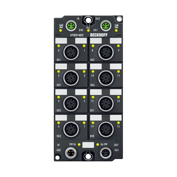 Beckhoff EP2839-0022 EtherCAT Box, 16-channel digital output, 24 V DC, 05 A, M12, with diagnostics