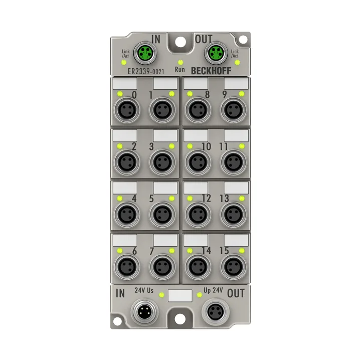 Beckhoff ER2339-0021 EtherCAT Box, 16-channel digital combi, 24 V DC, 3 ms, 05 A, M8, zinc die-cast