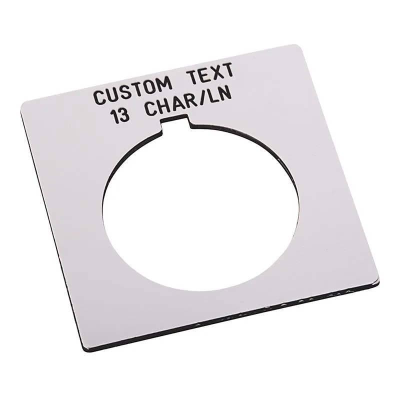 Allen Bradley 800H-W500E 30mm 800H White Custom Text Legend Plate