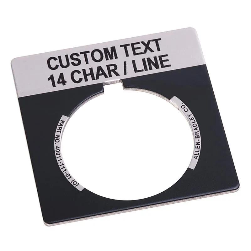 Allen Bradley 800T-X559E 30mm 800T Grey Custom Text Legend Plate