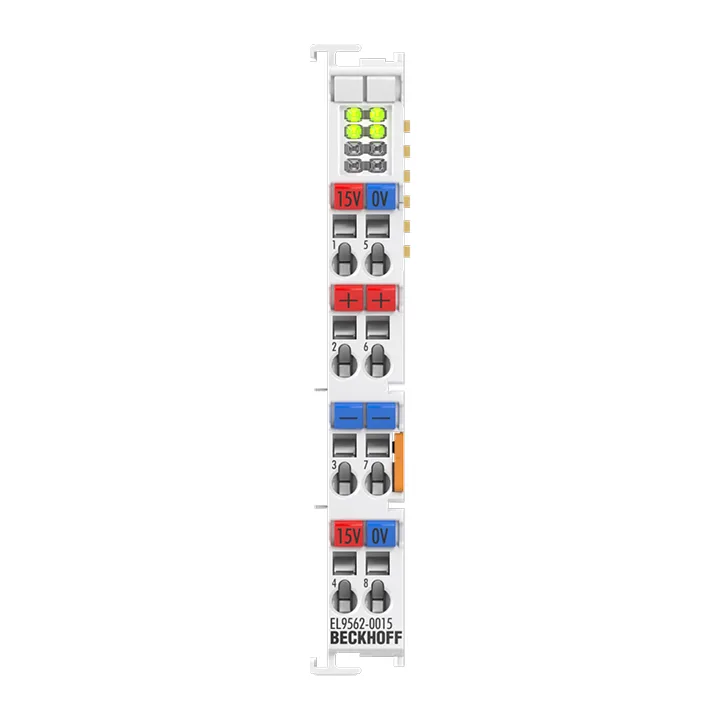 Beckhoff EL9562-0015 EtherCAT Terminal, power supply, 24 V DC, 2 x output 15 V DC, 03 A, electrically isolatedNew