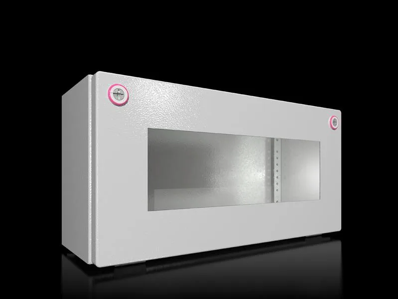 Rittal KX 1610.000 KX Bus kutu, GYD: 400x200x155 mm, çelik sac, kapalı tabanlı, menteşeli kapaklı ve gözetleme camlı