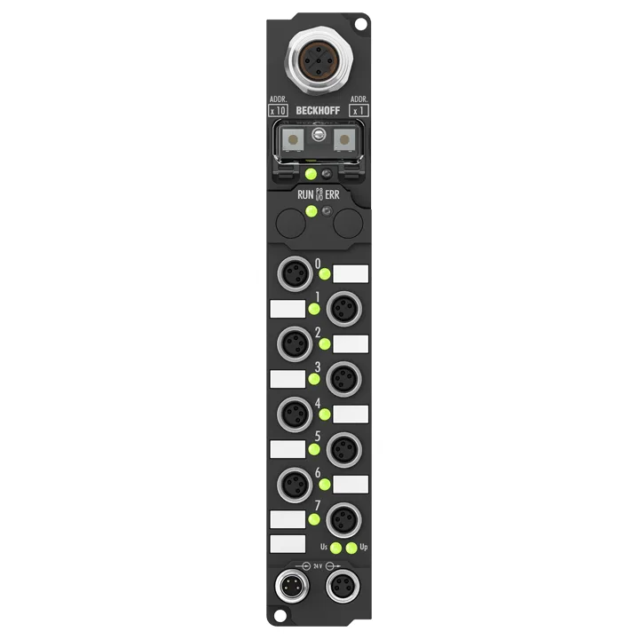 Beckhoff IP2401-Bxxx Fieldbus Box, 8-channel digital input + 8-channel digital output, 24 V DC, 3 ms, 05 A, M8