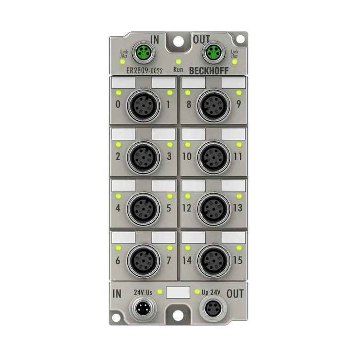 Beckhoff ER2809-0022 EtherCAT Box, 16-channel digital output, 24 V DC, 05 A, M12, zinc die-cast