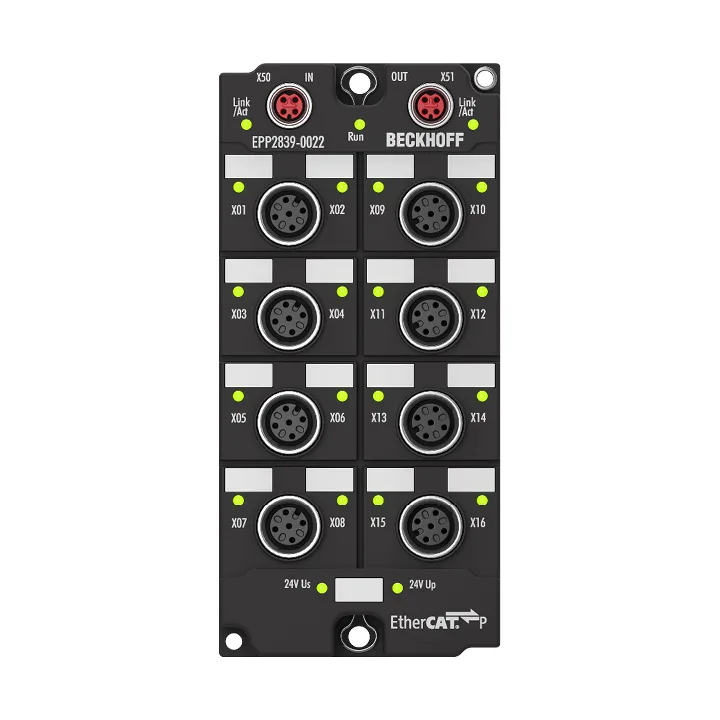 Beckhoff EPP2839-0022 EtherCAT P Box, 16-channel digital output, 24 V DC, 05 A, M12, with diagnosticsNew