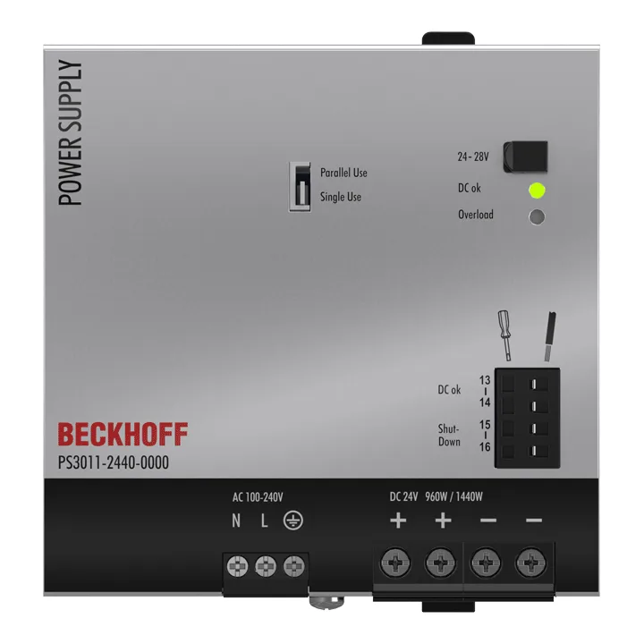 Beckhoff PS3011-2440-0000 Power supply PS3000; output: 24 V DC, 40 A; input: AC 100…240 V, 1-phase