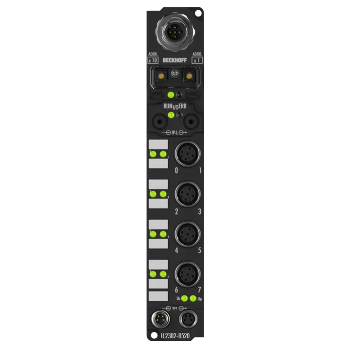 Beckhoff IL2302-B520 Coupler Box, 4-channel digital input + 4-channel digital output, DeviceNet, 24 V DC, 3 ms, 05 A, M12