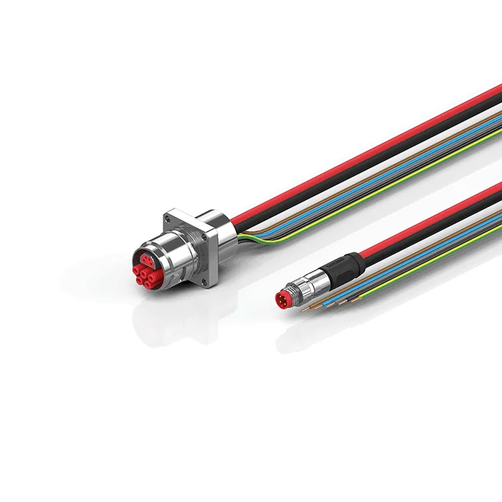 Beckhoff ZK7208-AS00-0xxx B17, ECP cable, PUR, 5 G 15 mm² + (1 x 4 x AWG22), drag chain suitable, key 1 (2 x 24 V DC + PE)