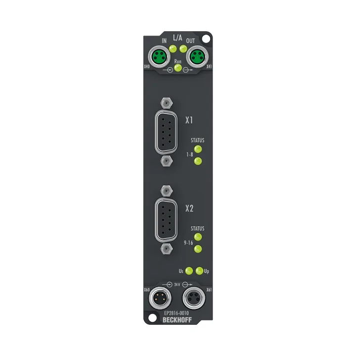Beckhoff EP2816-0010 EtherCAT Box, 16-channel digital output, 24 V DC, 05 A, D-sub