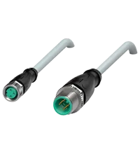 Pepperl+Fuchs V3-GM-3M-PUR-V1-G Cordset M8 socket straight A-coded 3-pin to M12 plug straight A-coded 4-pin, PUR cable grey