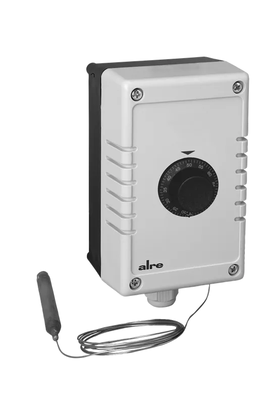 Alre JMT-206 X Capillary thermostat, wall mounting, 20…80…°C, 2-stage, adjustable switching difference between stages 17K, capillary length 15m