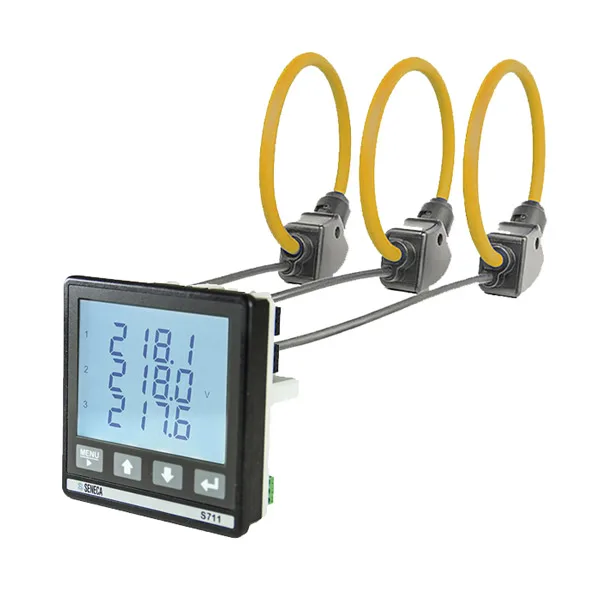 Seneca S711E-ROG KIT with three-phase Power Meter ENERGY Plus (front panel version) and three Rogowski coils