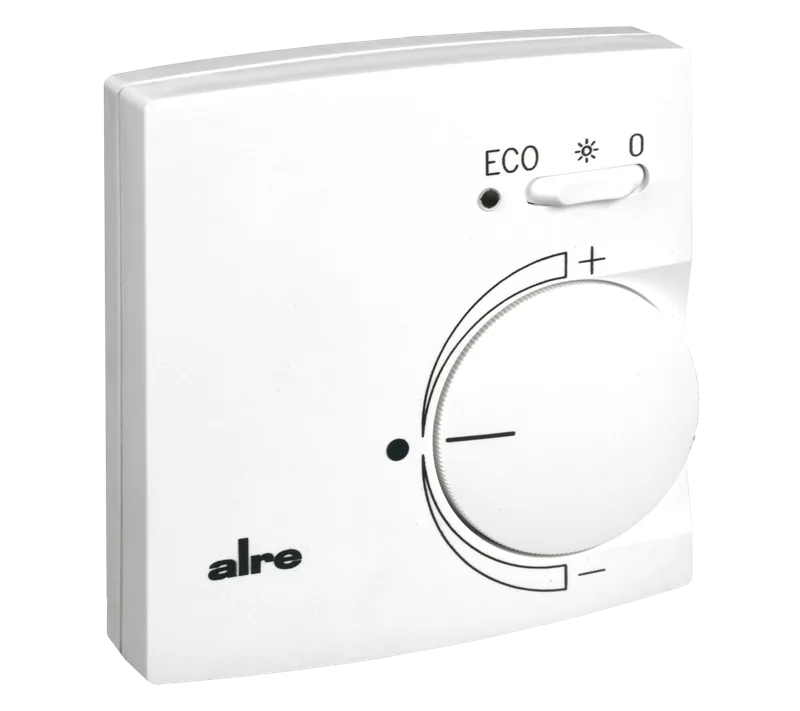 Alre KTRVB-052.245 Room thermostat, heating/cooling, surface-mounted, 24V AC/V DC, output 0…10V/10…0V, 2-/4-tube, off/comfort/ECO switch