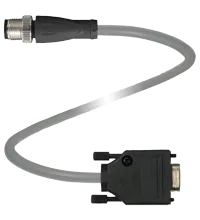Pepperl+Fuchs V1S-G-0,15M-PUR-ABG-SUBD Adapter cable M12 plug straight A-coded 4-pin to Sub-D-plug straight 9-pin, PUR cable grey, shielded