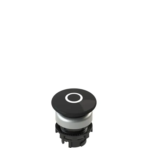 Pizzato E2 1PU2F149L1 Spring-return black mushroom pushbutton with marking