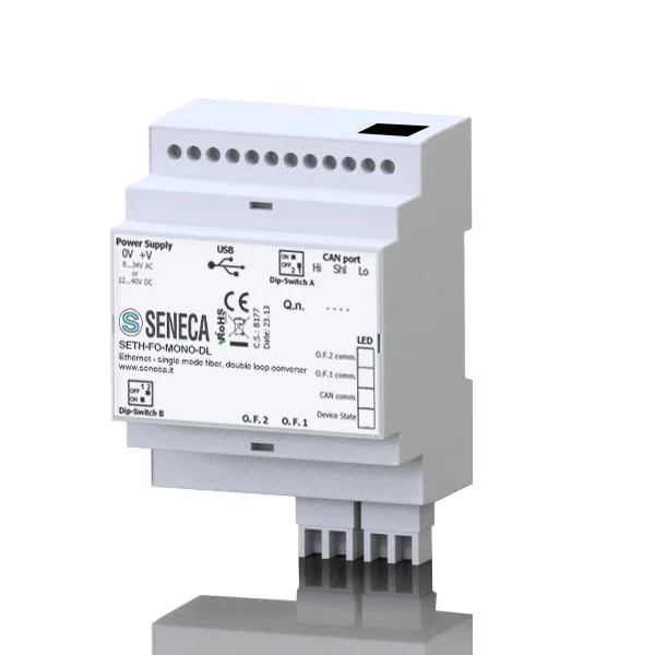 Seneca SETH-FO Ethernet to optical fiber converter Single mode/multimode fiber - single loop/double loop converter