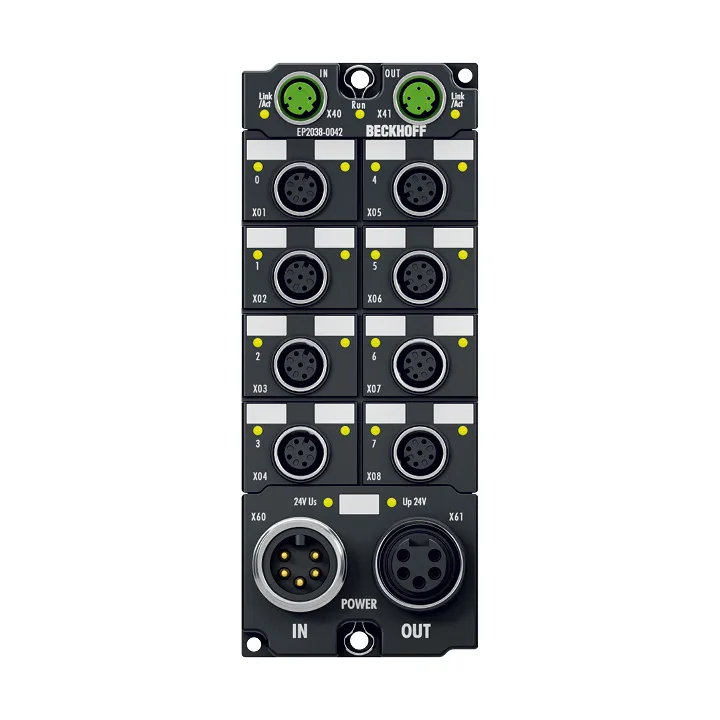 Beckhoff EP2038-0042 EtherCAT Box, 8-channel digital output, 24 V DC, 2 A, M12, with diagnostics