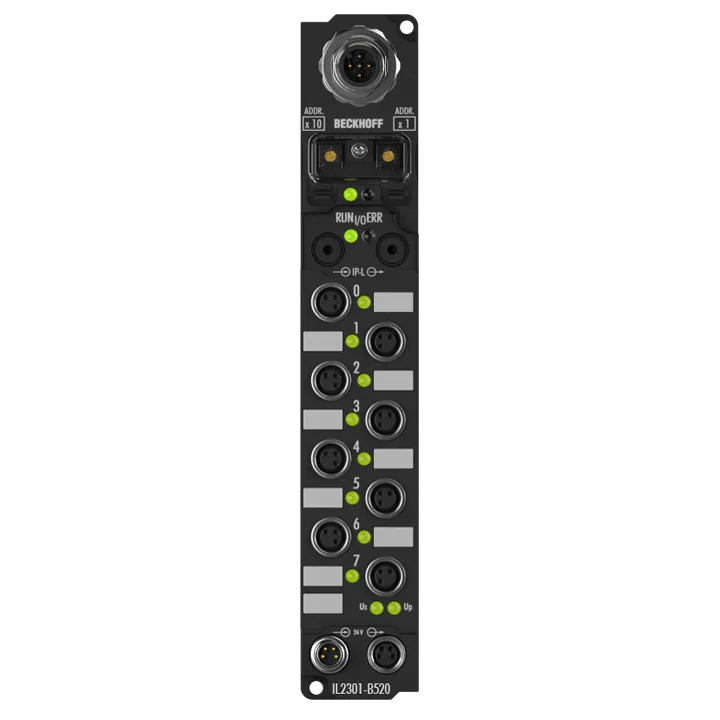 Beckhoff IL2301-B520 Coupler Box, 4-channel digital input + 4-channel digital output, DeviceNet, 24 V DC, 3 ms, 05 A, M8