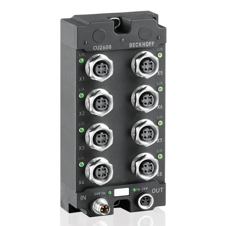 Beckhoff CU2608 Infrastructure, 8-port switch, Ethernet, 100 Mbit/s, 24 V DC, M12
