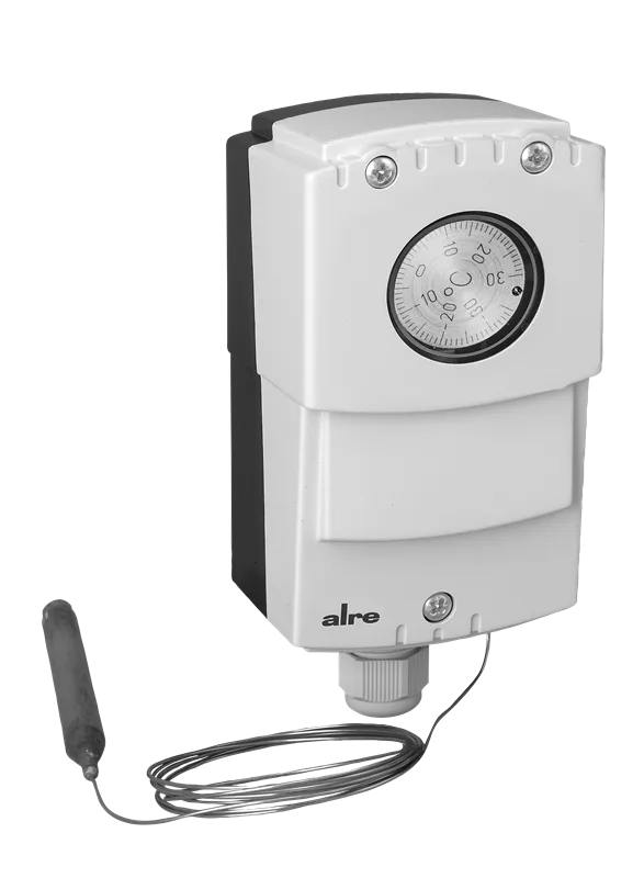 Alre JET-110 XF Capillary thermostat, wall mounting, -35…+30…°C, adjustable hysteresis 220K, internal setting, capillary length 18m