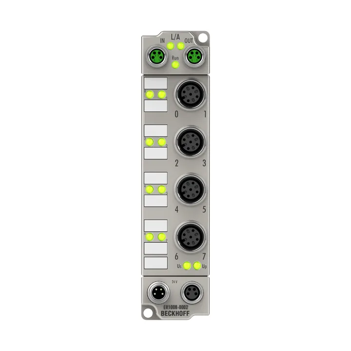 Beckhoff ER1008-0002 EtherCAT Box, 8-channel digital input, 24 V DC, 3 ms, M12, zinc die-cast