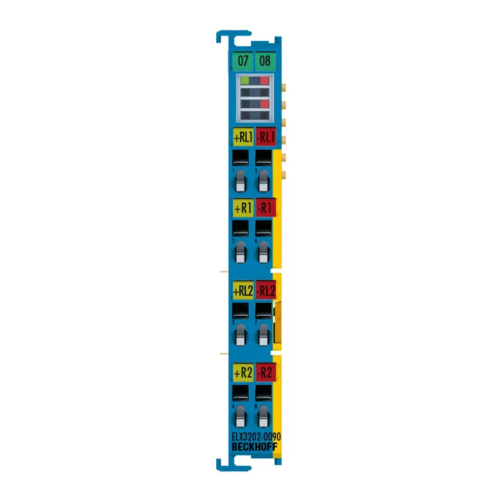 Beckhoff ELX3202-0090 EtherCAT Terminal, 2-channel analog input, temperature, RTD (Pt100), 16 bit, Ex i, TwinSAFE SC