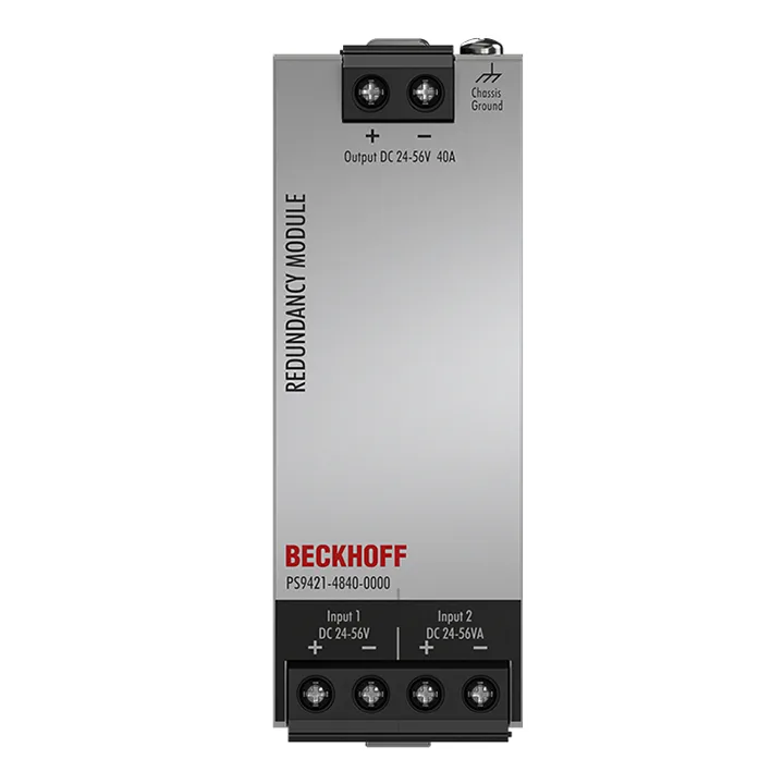 Beckhoff PS9421-4840-0000 MOSFET redundancy module PS9400; input: 24…56 V DC, 2 x 20 A; output: 24…56 V DC, 1 x 40 A