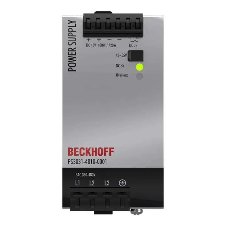 Beckhoff PS3031-4810-0001 Power supply PS3000; output: 48 V DC, 10 A; input: 3 AC 380…480 V, 3-phase