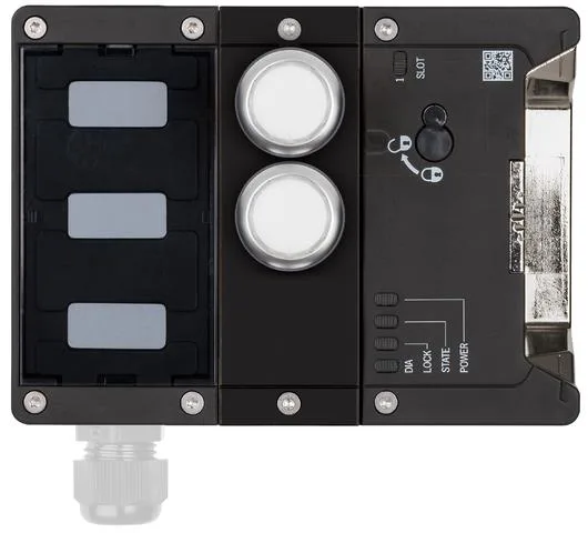 Euchner MGB2-L1-BR-U-XB7S0-DY-R-164394 Locking module MGB2-L1-BR (2 pushbuttons, closed-circuit current principle, door hinge on right)