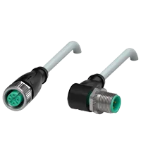 Pepperl+Fuchs V11-G-2M-PVC-V11-W Cordset M12 socket straight to M12 plug angled A-coded, 3-pin, PVC cable grey
