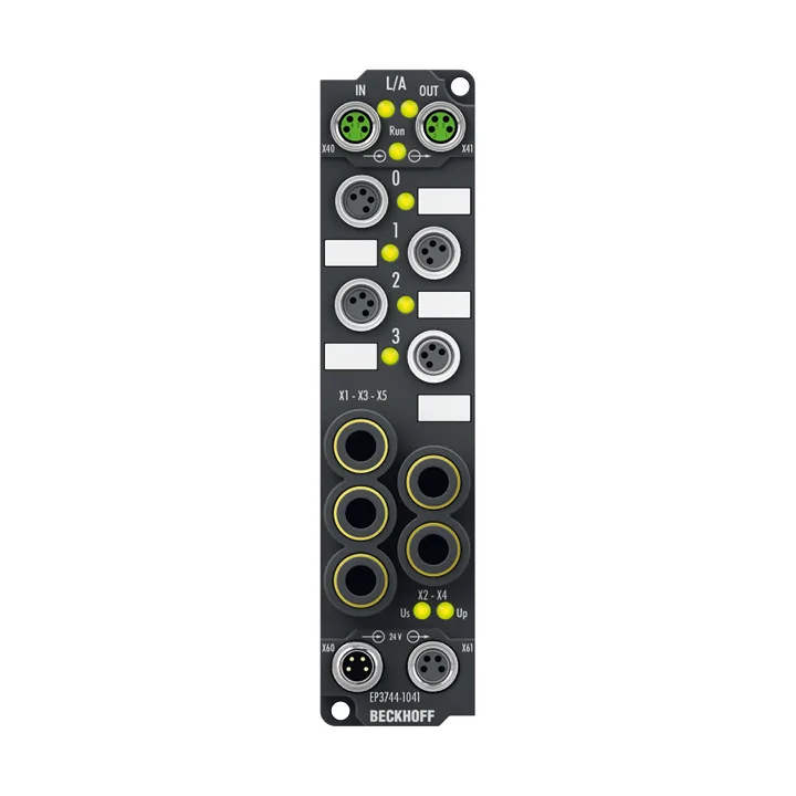 Beckhoff EP3744-1041 EtherCAT Box, 4-channel analog input + 8-channel digital combi, pressure, 0…7000 hPa (0…+7 bar), M8