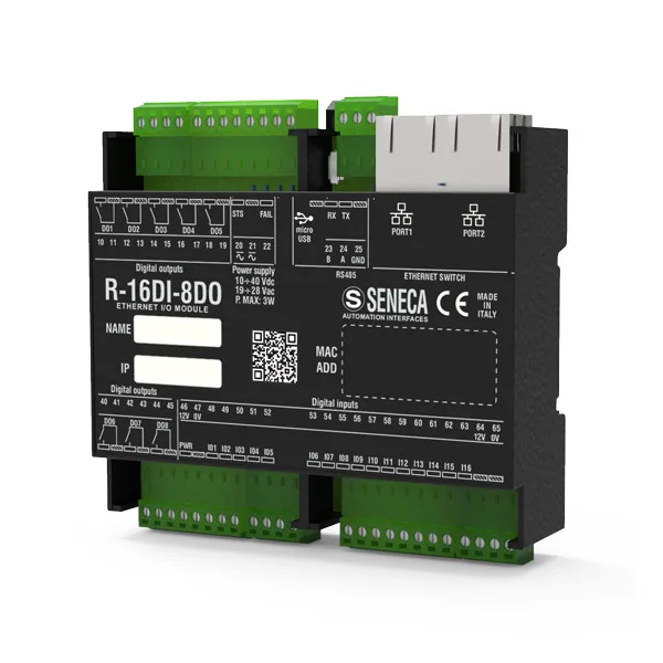 Seneca R-16DI-8DO Profinet Profinet IO module with 16 digital inputs / 8 digital relay outputs
