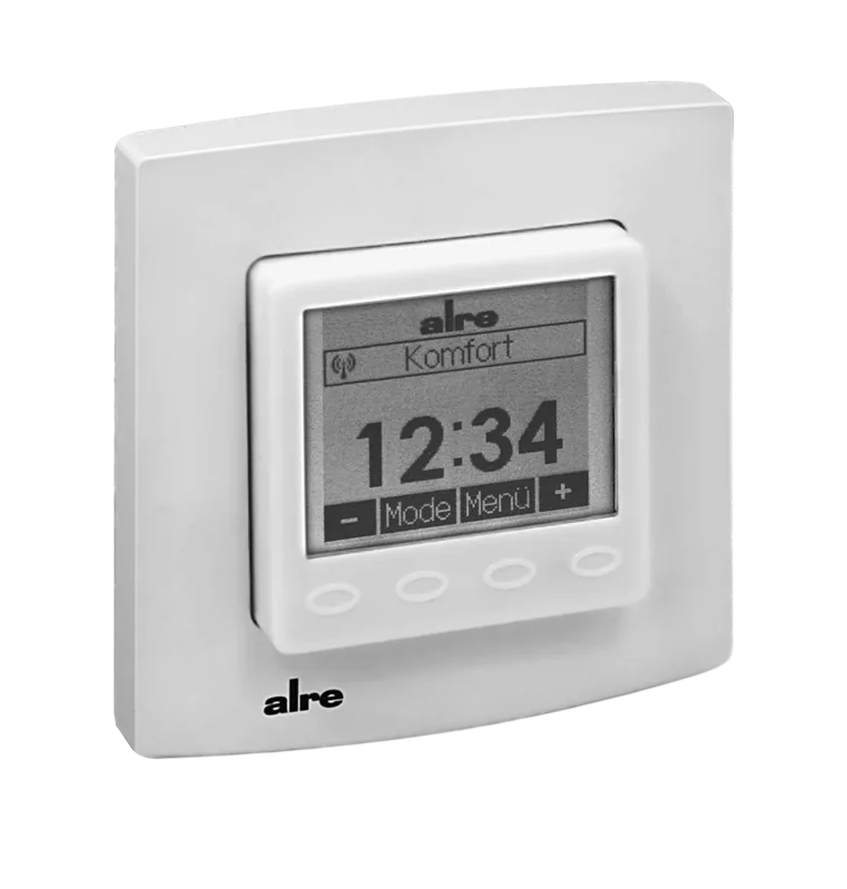 Alre FTRFUd210.123#21 Wireless room temperature sensor with timer, flush-mounted, alre frame, cover 50x50mm, pure white, gloss