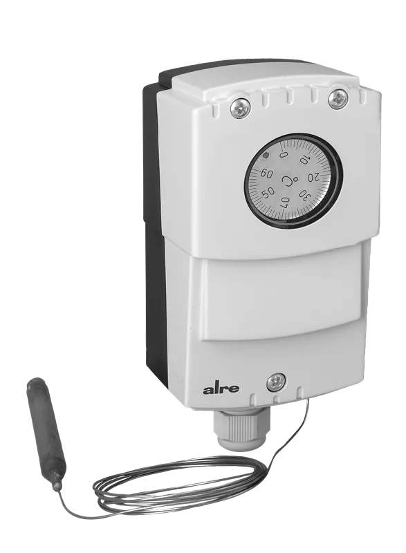 Alre JET-120 XF Capillary thermostat, wall mounting, 0…60…°C, adjustable hysteresis 220K, internal setting, capillary length 18m