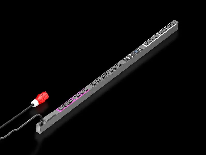 Rittal DK 7979.438 DK PDU yönetimli, üst düzey güç dağıtımı çıkış yuvası başına enerji ölçümü/anahtarlama ve izleme işlevleri dahil, network ara yüzlü ve ekranlı ile, GUD: 44x1695x70 mm, IEC 60 320: 18x C13 + 12x C19