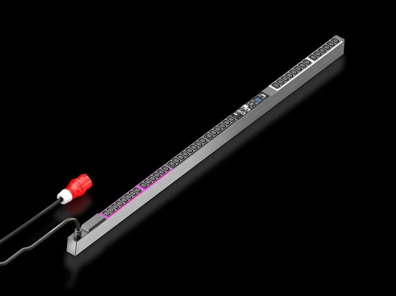 Rittal DK 7979.242 PDU metered 16A/3P CEE 42xC13, DK PDU metered, Compact basic power distributor incl energy mearsuremnt per phase, with network interface and display, WHD: 44x1695x70 mm