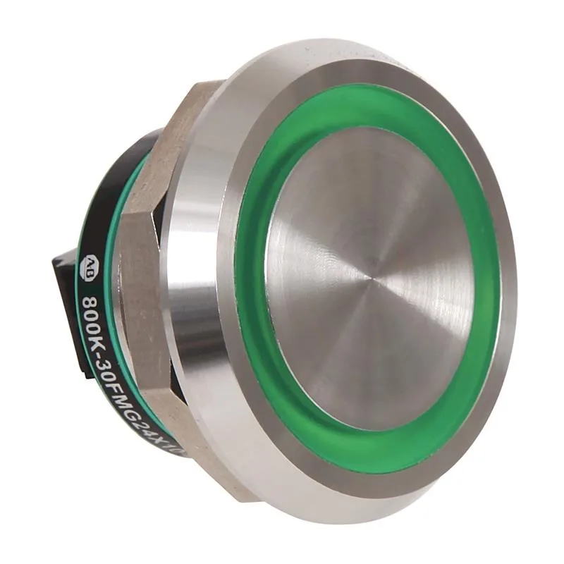 Allen Bradley 800K-30FMG24X10 800K 305mm Piezo Push Button 24V AC/DC Illuminated Green 1 NO