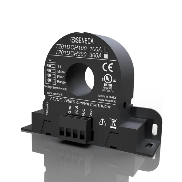 Seneca T201DCH300 AC/DC contactless TRMS current (± 300 A) transducer, Hall Effect