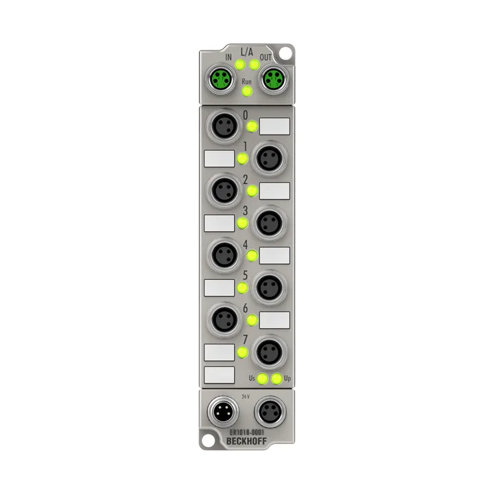 Beckhoff ER1018-0001 EtherCAT Box, 8-channel digital input, 24 V DC, 10 µs, M8, zinc die-cast