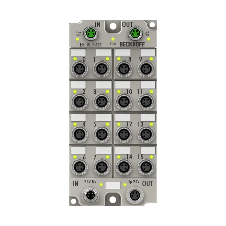 Beckhoff ER1809-0021 EtherCAT Box, 16-channel digital input, 24 V DC, 3 ms, M8, zinc die-cast