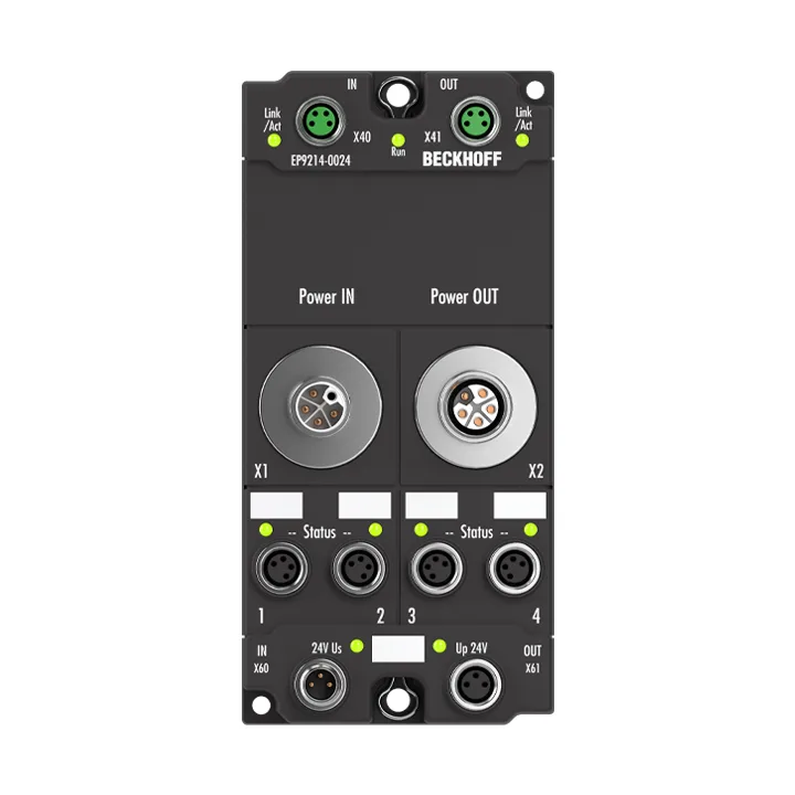Beckhoff EP9214-0024 EtherCAT Box, 4/4-channel power distribution, for EtherCAT Box modules, M12, L-codedNew